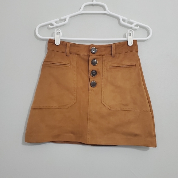 Zara TRF Collection Brown Faux Suede Mini Skirt - Picture 1 of 3